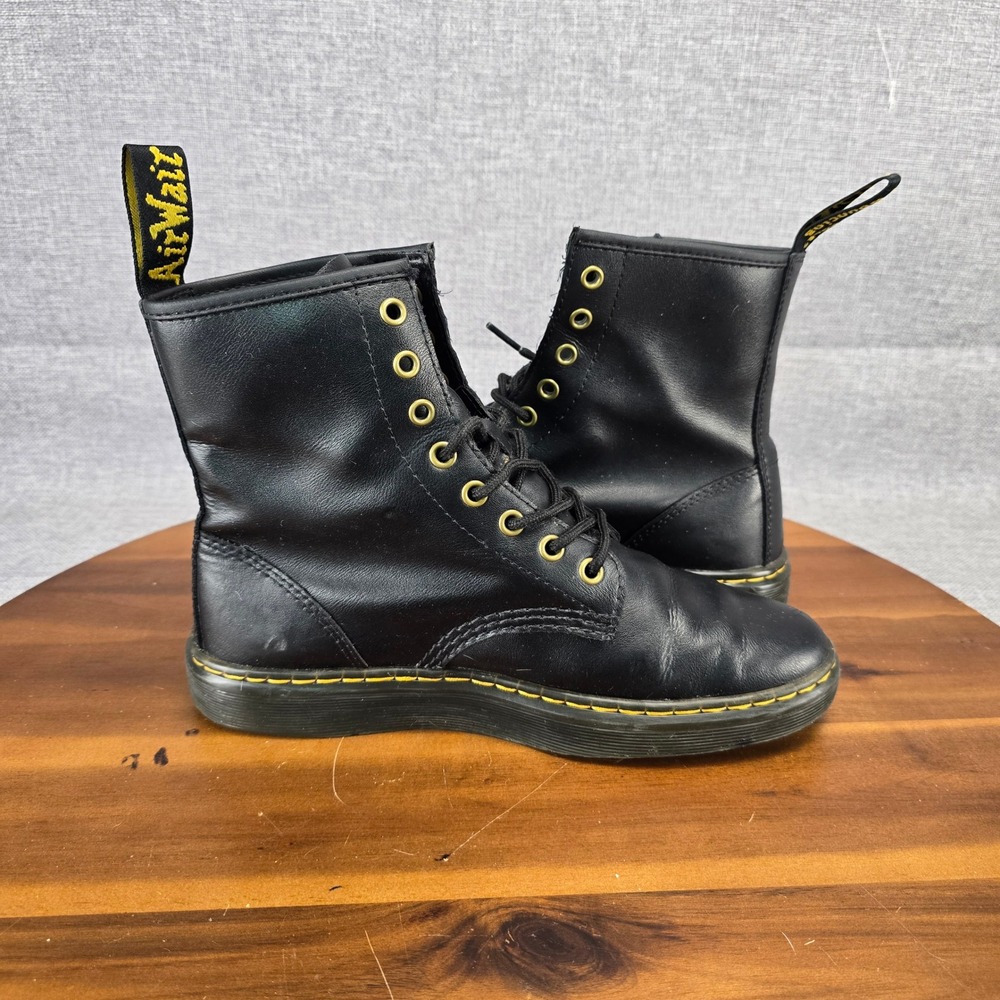 Dr. Martens Zavala Black Leather Combat Boots Gold Eyelets Womens 8 UK 6 EU 39 - Picture 7 of 12